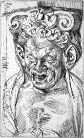Ofenkachel mit Satyrkopf