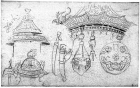 Chinesische Architektur, Helm, Waffen, Maske