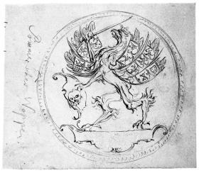 Pommersches Wappen um 1750 mit geflügeltem Greif