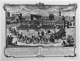 Friedrich II und Prinz Heinrich auf dem Paradeplatz in Berlin