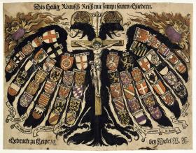 Der kaiserliche Doppeladler mit den Wappen der Städte und Fürstentümer des Heiligen Römischen Reiches