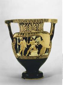 Rotfiguriger faliskischer Kolonettenkrater (Stangenhenkelkrater)