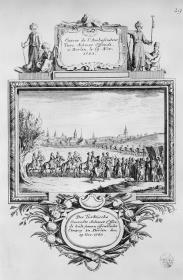 Der türkische Gesandte Achmet Effendi hält seinen öffentlichen Einzug zu Berlin 19. Nov. 1763.