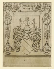 Wappen mit schrägem Streif und Halbfigur auf dem Helm