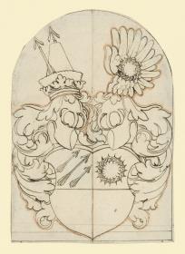 Wappenscheibe, Schild mit drei Pfeilen und Dornenkrone