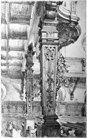 Pfeiler und Orgelempore in der Dreieinigkeitskirche in Regensburg