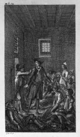 Bl. 6: Ein Geistlicher mit anderen Gefangenen im Kerker