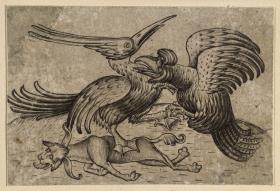 Zwei streitende chimärische Vögel