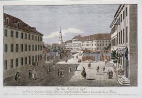 Blick von der Neuen Friedrichstraße auf den Hackeschen Markt - im Hintergrund Sophienkirche und Spandauer Brücke