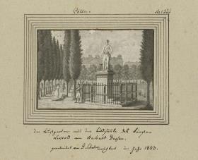 Cölln. Der Lustgarten mit der Bildsäule des Fürsten Leopold von Anhalt Dessau. Gearbeitet von G. Schadow. errichtet im Jahr 1803.