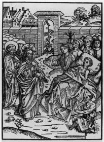 Christus heilt die Kranken (aus dem "Schatzbehalter", erschienen bei Anton Koberg, Nürnberg)