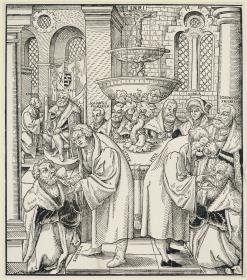 Austeilung des Abendmahls durch Martin Luther und Johann Hus an die sächsischen Prinzen