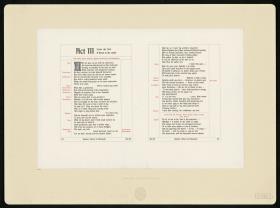 Doppelseite aus Hamlet, Prince of Denmark Act III Rahmen in blau