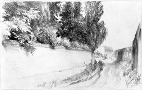 Weg an einer Parkmauer