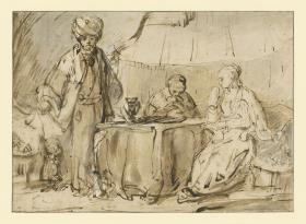 Esther, Haman und Ahasver bei Tisch