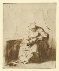 Lesende alte Frau