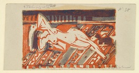 Liegendes nacktes Mädchen mit Katze Zwischentitel Die Lithographien