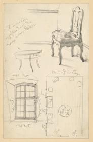 Grundriss des Dachzimmers und Details im Goethehaus in Frankfurt am Main