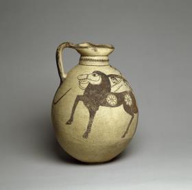 Krug mit Streitwagenszene der Bichrome IV Ware