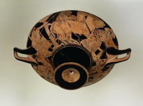 Attische, rotfigurige Trinkschale (Kylix)
