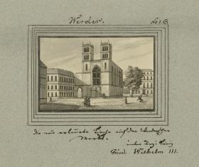 Werder. Die neu erbaute Kirche auf dem Werderschen Markt. unter Reg: König Fried Wilhelm III.