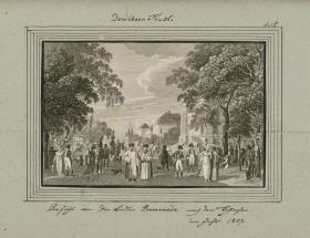Dorotheen-Stadt. Ansicht von der Linden Promenade nach dem Schlosse. im Jahr 1807.
