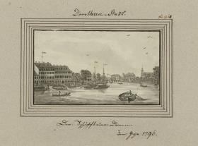 Dorotheen-Stadt. Ein Theil des Schiffbauerdammes und der Weidendammer Brükke. Im Jahr 1796.