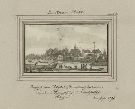 Dorotheen-Stadt. Ansicht vom Schifbauerdam nach Ephraims Brücke, 2. Schlachthause, und 3. Neustadtsche Kirche. Im Jahr 1796.