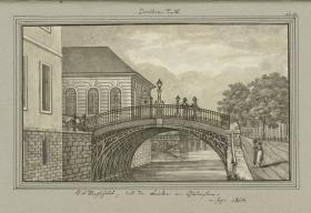 Dorothen-Stadt. Das Mehlhaus, und die Brücke von Gußeisen. im Jahr 1804.