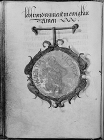 Gebetbuch des Matthäus Schwarz. Textseite, in der Umrandung acht Putti, numeriert 7-13