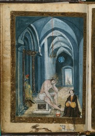Gebetbuch des Matthäus Schwarz. Schmerzensmann in einer Synagoge