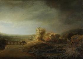 Landschaft mit Bogenbrücke