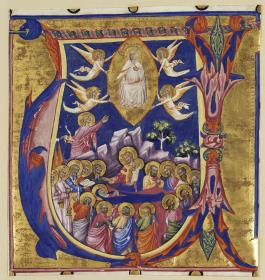 Initiale V (Vidi speciosam ...) mit Tod und Himmelfahrt Maria