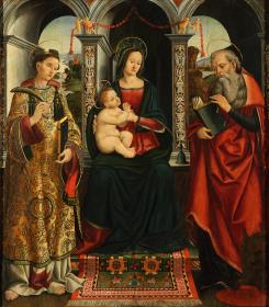 Thronende Maria mit dem Kind und den Heiligen Stephanus und Hieronymus