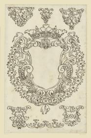 Goldschmiedeentwurf, großes Wappen mit Krone