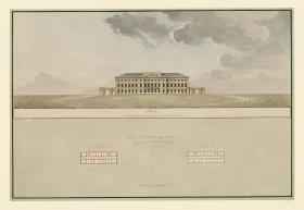 Sankt Petersburg, Collège de Guerre, Kriegsschule, Aufriss und zwei Grundrisse, Erdgeschoss und erste Etage