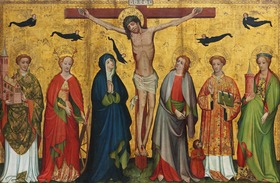 Christus am Kreuz mit Heiligen