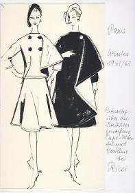Zwei Modelle von Nina Ricci, Paris, H/ W 1961/ 1962