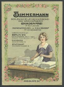 Th. Zimmermann/ Schlesische Leinenweberei und Wäschefabrik Gnadenfrei in Schlesien, 1926/27