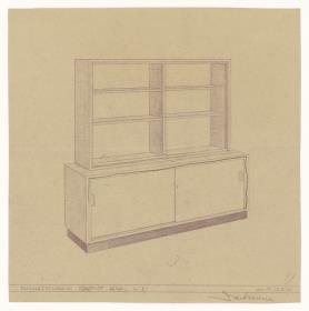 Bücherschrank, Auftrag Schmidt (Möbelentwürfe, Körpermöbel, Schränke)