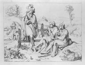 Golo hört den Hirten Heinrich folgendes Lid singen:. Blatt 3 zu "Bilder zu Tiecks Genovefa von J. Führich"