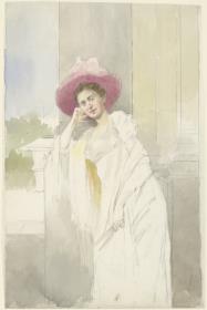 Frau in Sommerkleid mit Hut