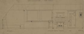 Darmstadt, Wohnhaus Olbrich, Dachgeschoss, Rotes Zimmer, Aufrisse der West- und Nordwand