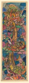 Entwurf für Glasfenster der Villa Gurlitt, Berlin, Figuren und Palmen