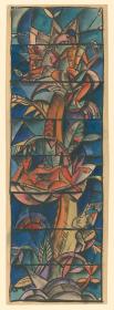 Entwurf für Glasfenster der Villa Gurlitt, Berlin, Figuren und Palmen