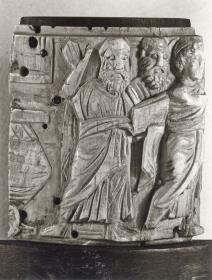 Fragment einer Pyxis mit Wunderszenen Christi