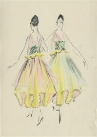 Frau in Abendkleid von Alfred-Marie, Vorder- und Rückansicht