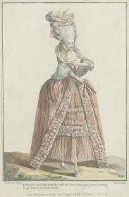 Gallerie des Modes et du Costume Français: Elégante en petite robe de Taffetas des Indes rayé. J.50