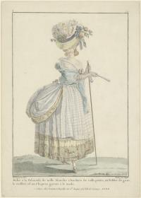 Gallerie des Modes et du Costume Français: Robe à la Polonaise de toile blanche. Y.134