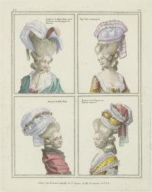 Gallerie des Modes et du Costume Français: Coiffure à la Mingreliene, Pouf d'un nouveau gout, Bonnet à la Belle Poule. ee.170